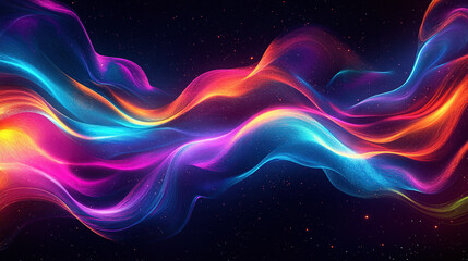 Obraz premium 3D render of a colorful abstract background with waves and curves, featuring a color palette of purple, blue, pink, orange, and red