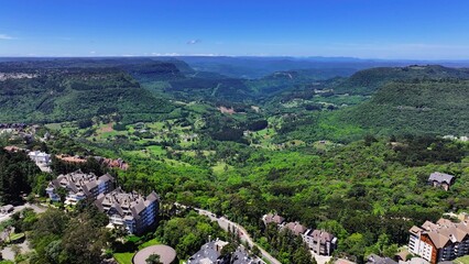 Gramado Skyline At Gramado In Rio Grande Do Sul Brazil. Stunning Cityscape. Residential Houses....