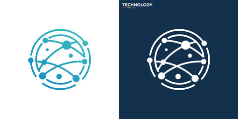 Technology logo. connection, data, molecule, with simple line style. Icon symbol design template EPS 10