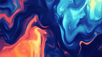 abstract background with a psychedelic pattern in blue, orange and yellow 