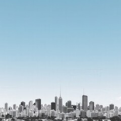 Fototapeta premium Panoramic City Skyline View Urban Skyscrapers Architecture Horizon with Blue Sky High Resolution Photography Urban Landscape Scenic Modern Cityscape