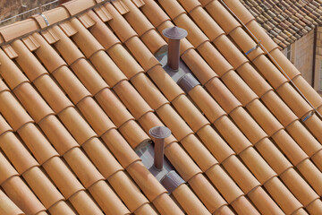 Old house new chimneys in historic Dubrovnik