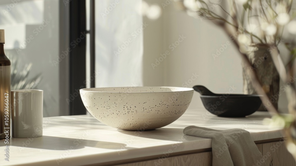 Poster the bowl and surrounding area are dusted with a light layer of fine particles creating a natural and