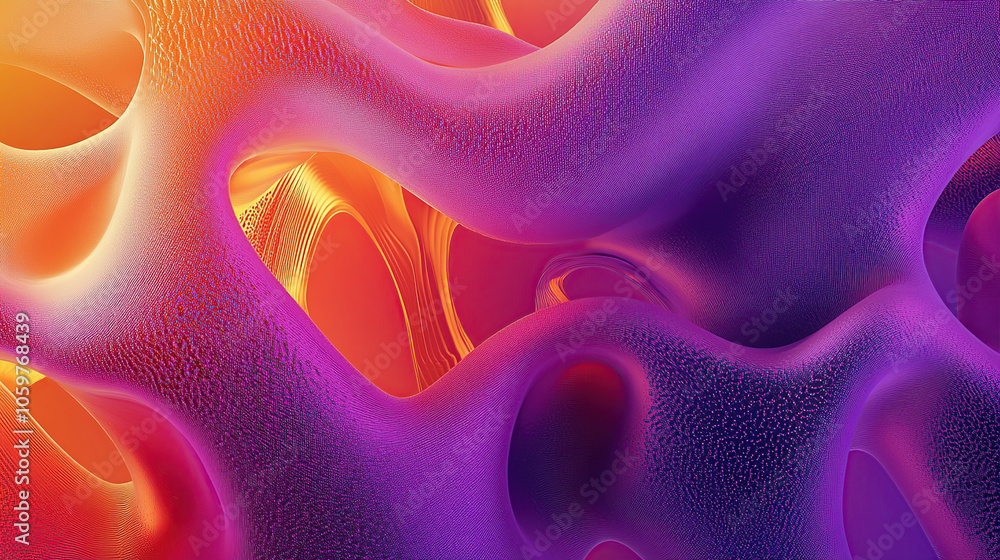 Aufkleber 3d render of an abstract background with a colorful gradient and waves of different shades of pink, 