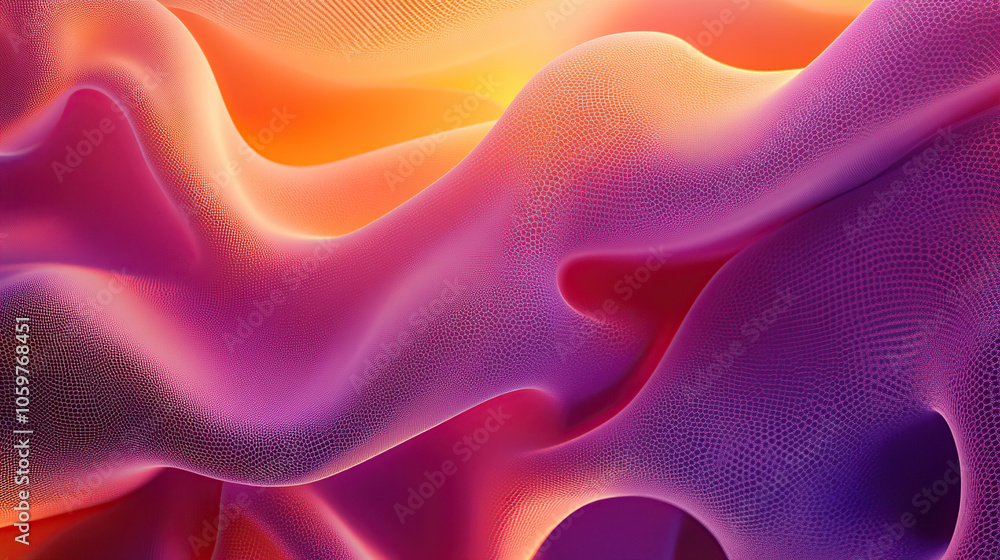 Aufkleber 3d render of an abstract background with a colorful gradient and waves of different shades of pink, 