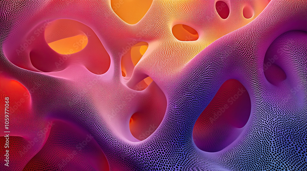 Aufkleber 3d render of an abstract background with a colorful gradient and waves of different shades of pink, 