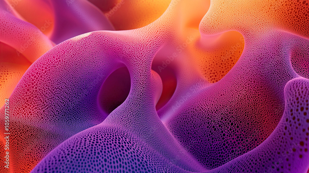 Aufkleber 3d render of an abstract background with a colorful gradient and waves of different shades of pink, 