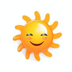 Obraz premium A cheerful cartoon sun with a smiling face and bright rays shining in a clear sky
