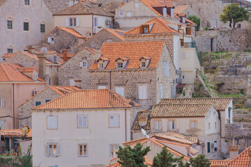 Aerial View of the Old town Dubrovnik from defensive walls