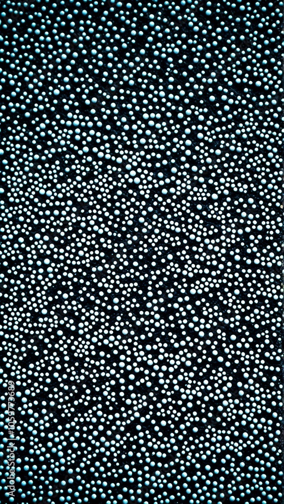 Poster abstract pattern: turquoise dots on black background with modern geometric design