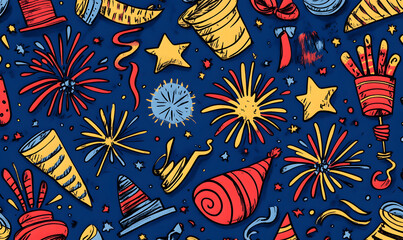 Naklejka premium Joyful Christmas and New Year Collection: Santa, Festive Animals, Whimsical Decorations, Cozy Holiday Scenes, and Playful Winter Elements on White Background