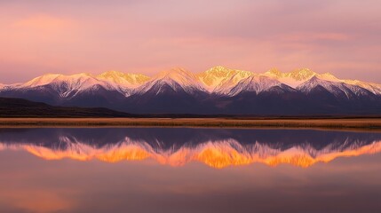 Obraz premium Breathtaking Sunrise over Serene Mountain Landscape