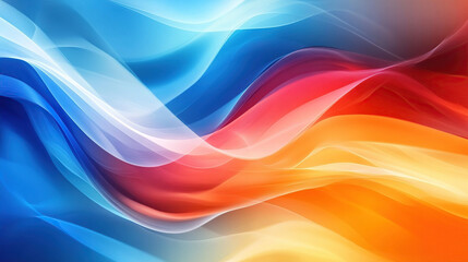 Obraz premium Abstract background with colorful waves and soft shapes in blue, orange, and red colors. Vector illustration of a modern design
