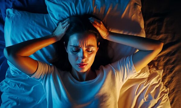 Woman Covers Ears Due to Loud Snoring