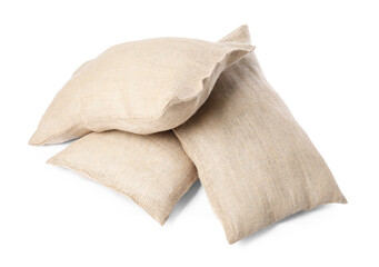 Group of burlap sacks isolated on white