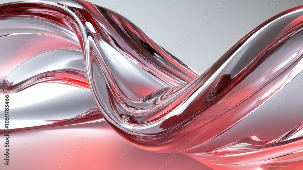 Poster abstract flow of red liquid with smooth curves