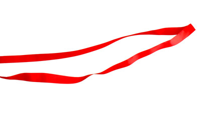 Finish. One red ribbon isolated on white