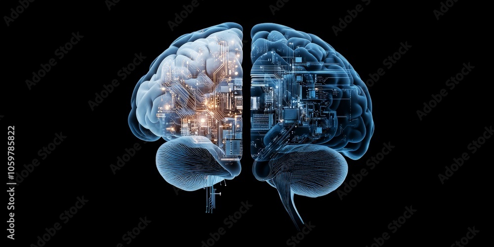 Poster this image captures a dynamic digital brain with vivid data flow visualization, highlighting the adv