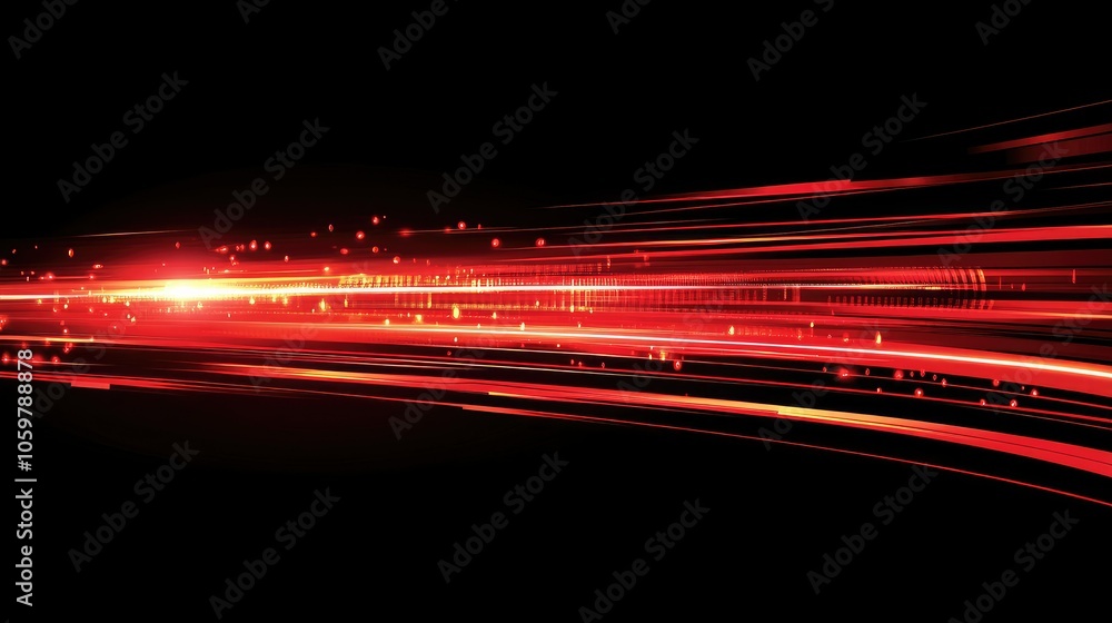 Poster dynamic red light trails on black background