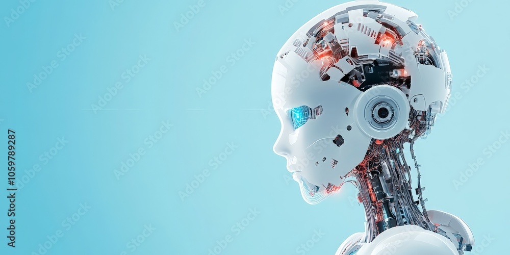 Aufkleber advanced humanoid robot with exposed circuitry, showcasing intricate technological inner workings an