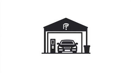 A garage with a puzzled car parked inside, questioning its connectivity in modern technology