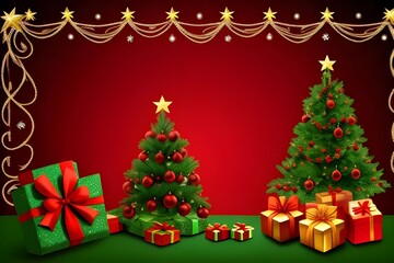 Naklejka premium christmas tree with gift boxes