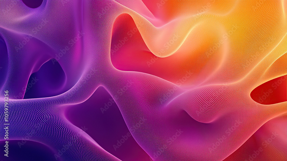 Aufkleber 3d render of an abstract background with a colorful gradient and waves of different shades of pink, 