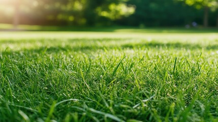Naklejka premium Lush Green Grass in Sunlight