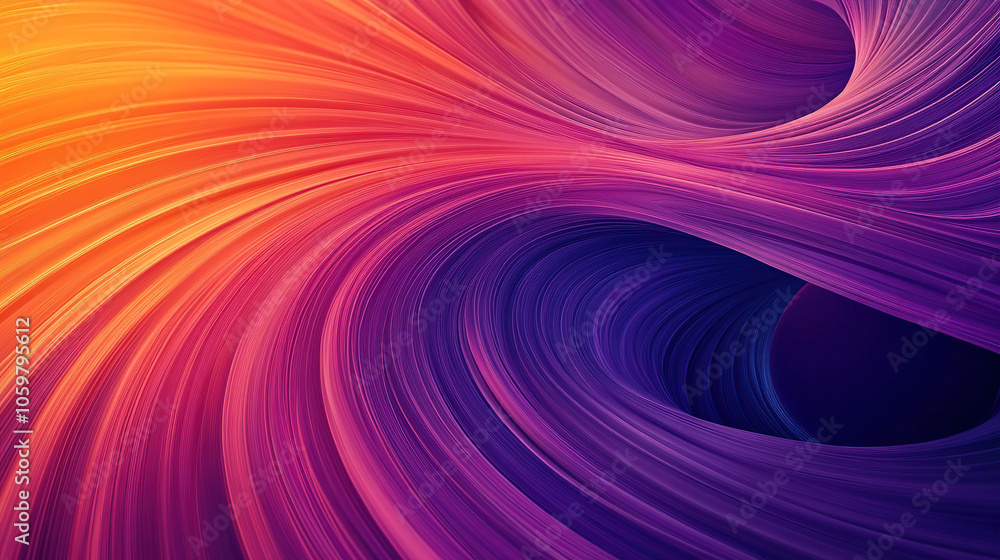 Poster vibrant gradient background with swirling lines in purple and orange, creating an abstract wallpaper