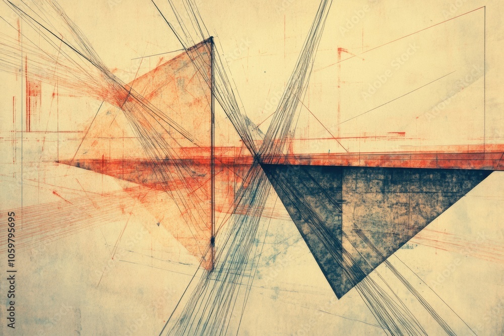 Leinwandbilder the artwork showcases an intricate bridge design composed of geometric shapes and lines, conveying a