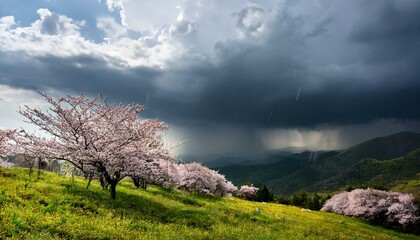 雨が降っている風景