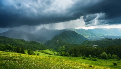Obraz premium 雨が降っている風景