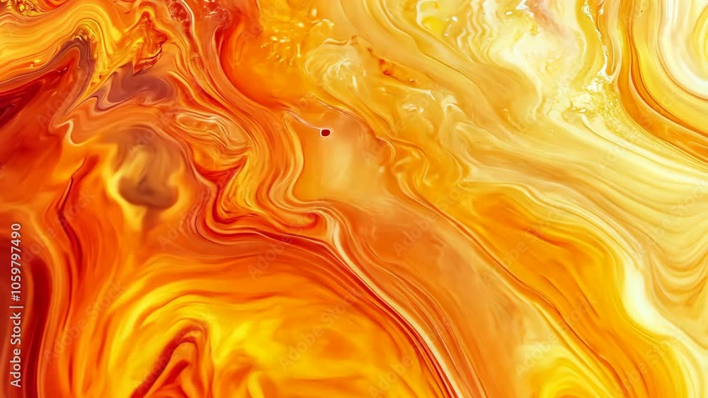 Poster abstract orange and yellow swirls of paint create a mesmerizing pattern