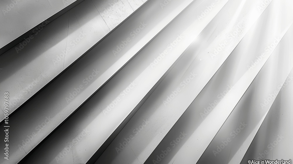 Poster elegant white background with diagonal grey shadows - minimalist abstract design
