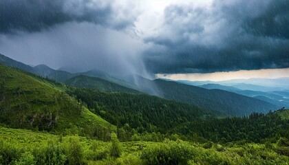 雨が降っている風景