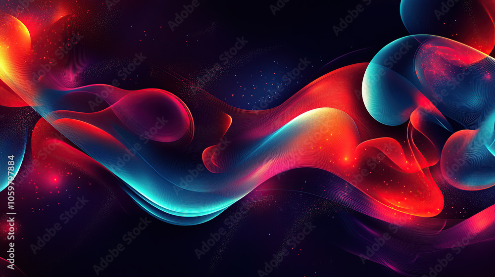 Aufkleber abstract fluid shapes in vibrant colors on a dark background, creating an otherworldly and dynamic w