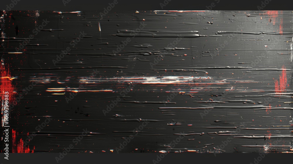 Poster low-fi vhs noise texture on black background with horizontal lines, glitch digital color pixel noise