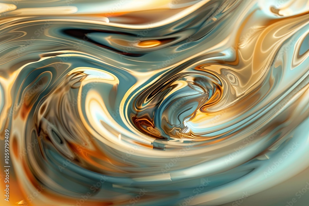 Poster abstract swirling patterns in vibrant gold and teal colors create a mesmerizing visual experience in
