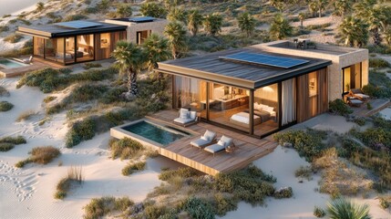 Fototapeta premium Modern Eco-Friendly Villa in Desert Landscape