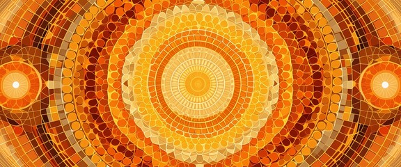 Obraz premium Vibrant mandala mosaic with circular patterns in warm earth tones