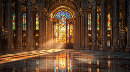 Obraz premium Sunlit Stained Glass Window