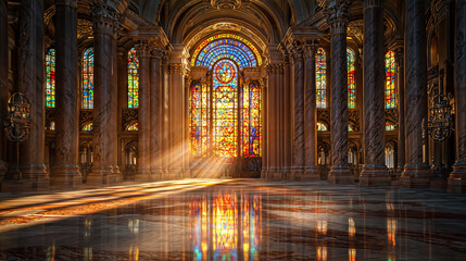 Fototapeta premium Sunlit Stained Glass Window