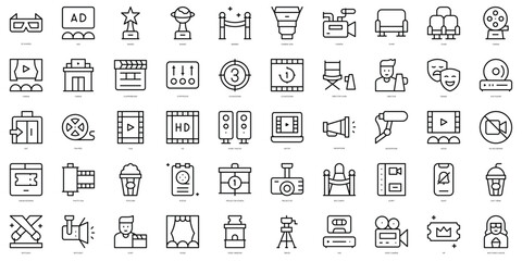 Set of thin line cinema Icons. Vector illustration