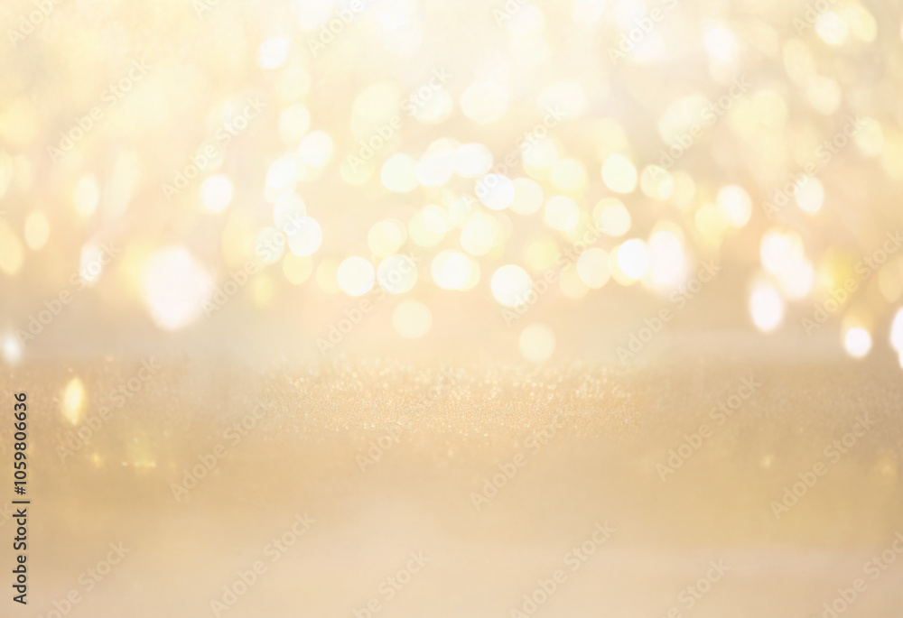 Poster a soft, golden background with blurred bokeh lights and a subtle sparkle.