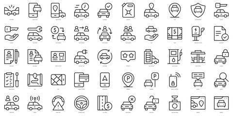 Set of thin line car sharing Icons. Vector illustration