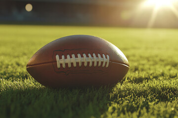 Obraz premium American football placed on a grass field