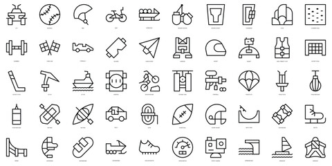 Set of thin line extreme sports Icons. Vector illustration