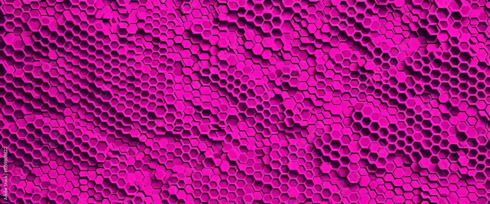 Poster vibrant pink honeycomb pattern with 3d hexagonal texture
