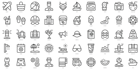 Set of thin line summer Icons. Vector illustration
