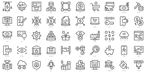 Set of thin line fintech Icons. Vector illustration